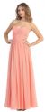 Strapless Ruched Bodice Long Formal Evening Dress in Peach
